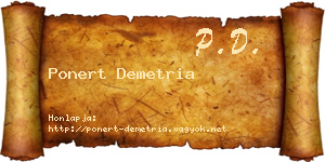 Ponert Demetria névjegykártya